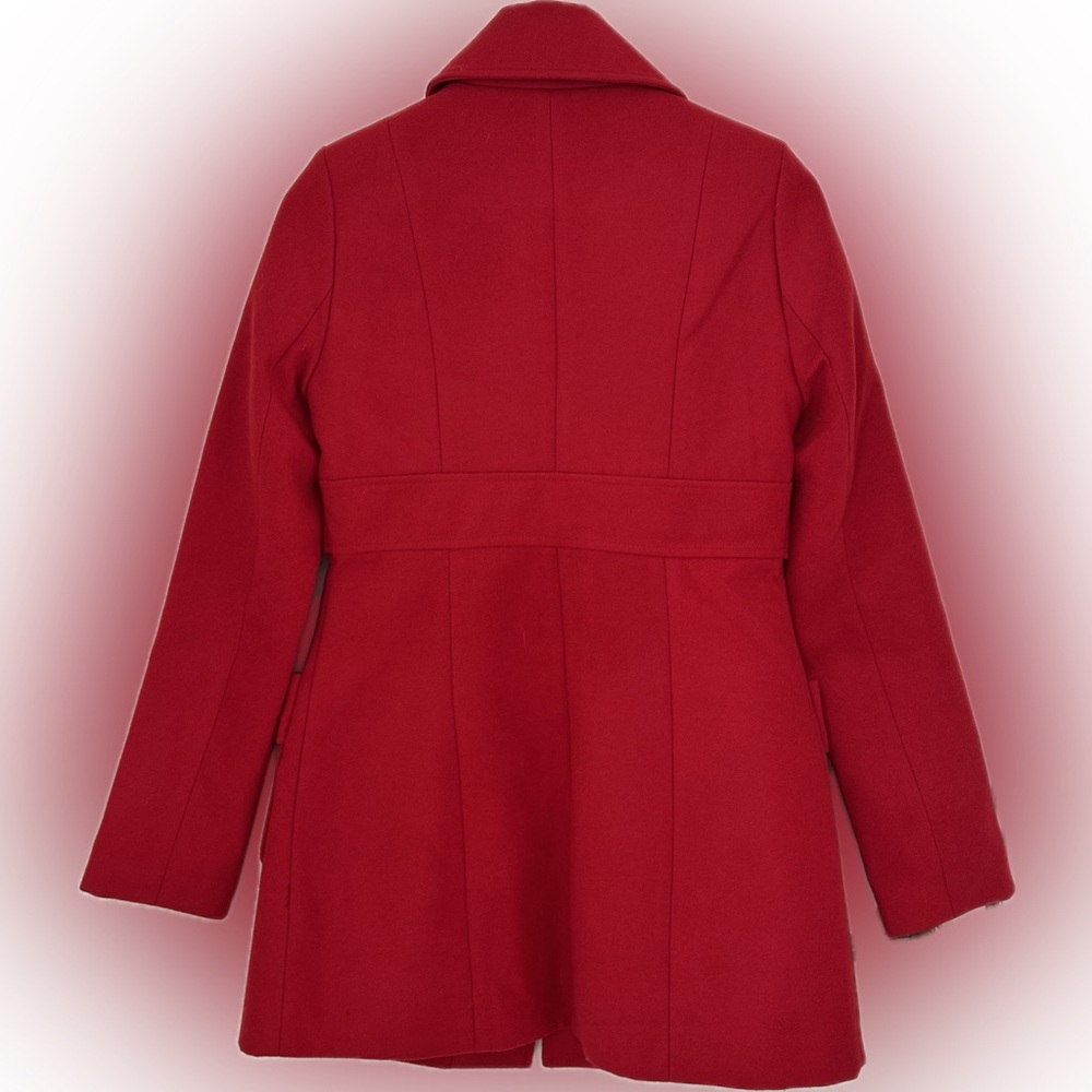 Red Single-Breasted Peacoat Euc - image 2